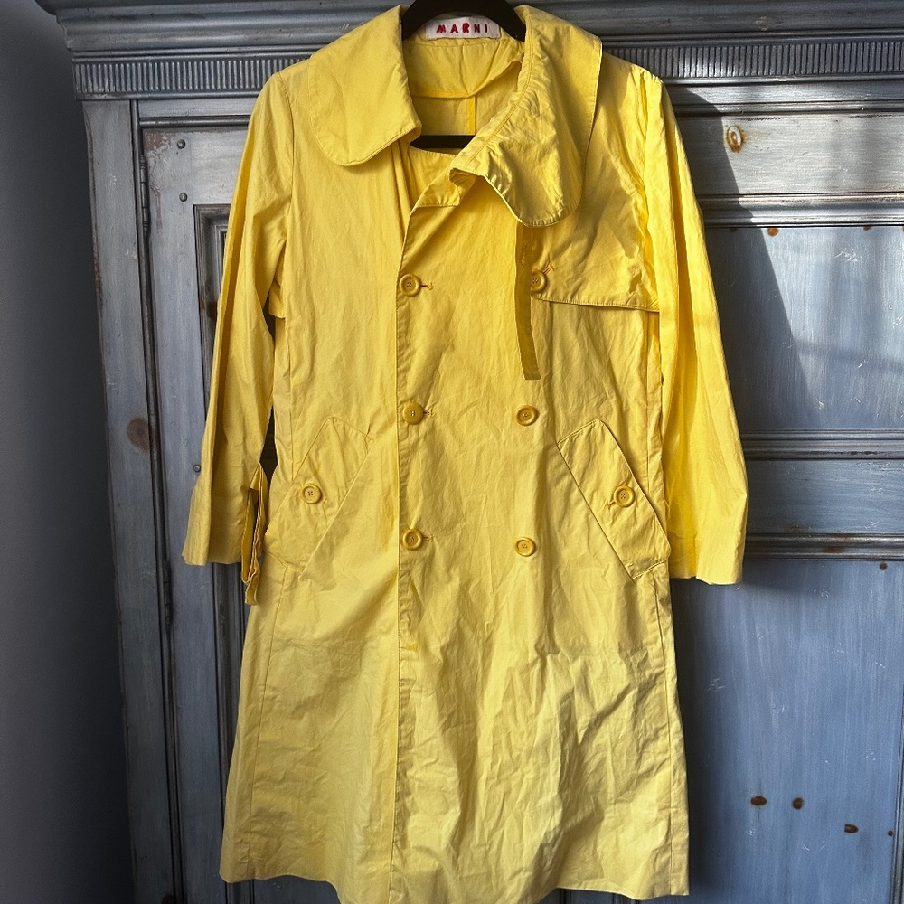 Marni Cotton Yellow Trench Coat Size 40